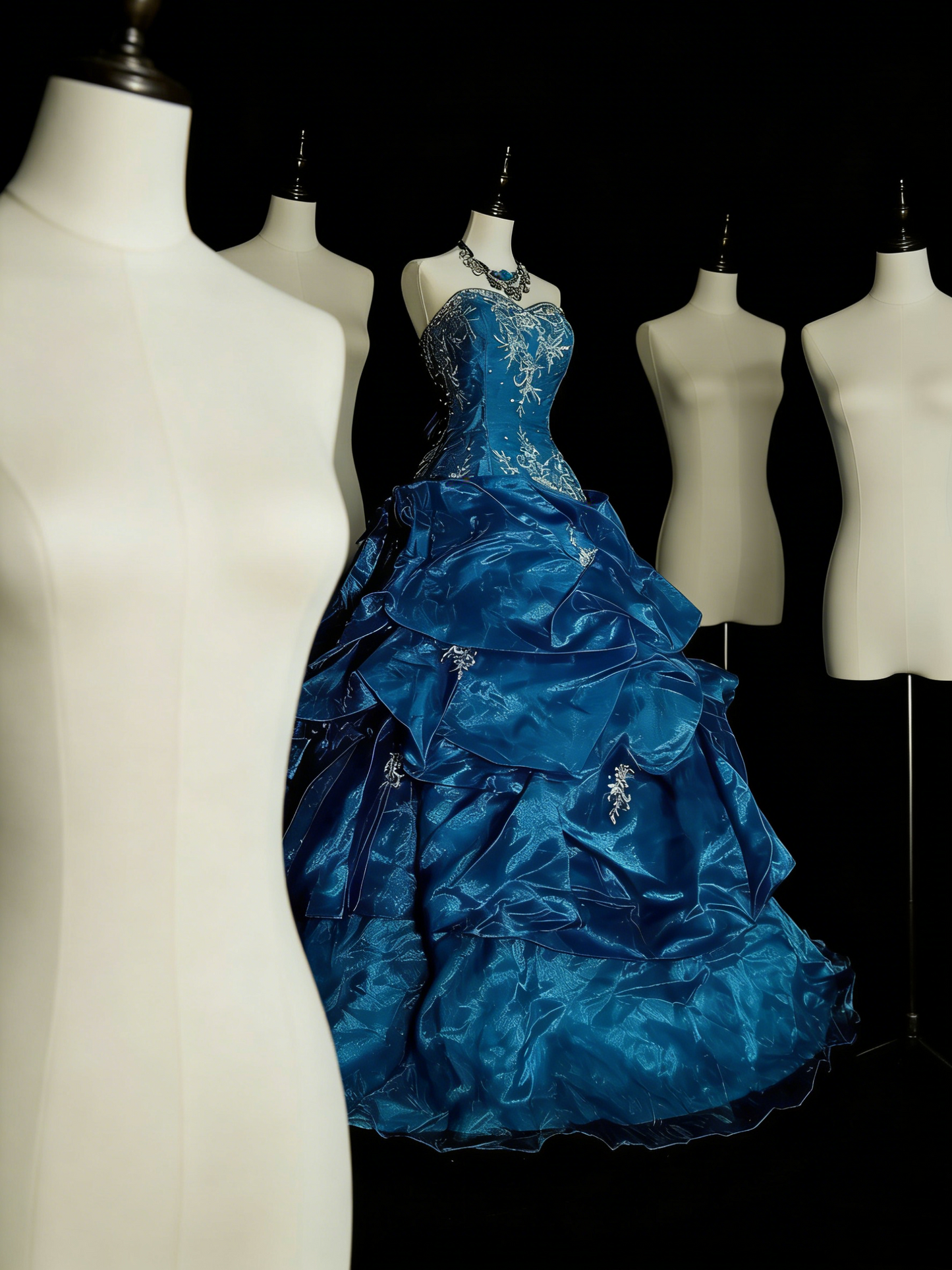 Vintage Ballkleid mit Herzausschnitt, blauer Organza mit Rüschen, Sweet 16 Kleider, Quinceañera Kleid, lang, Vestidos De Fiesta N1462
