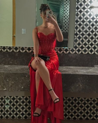 Modest Mermaid Spaghetti Straps Green Satin Long Prom Dresses Inspiration Prom Dress Senior Graduation Dress RB917