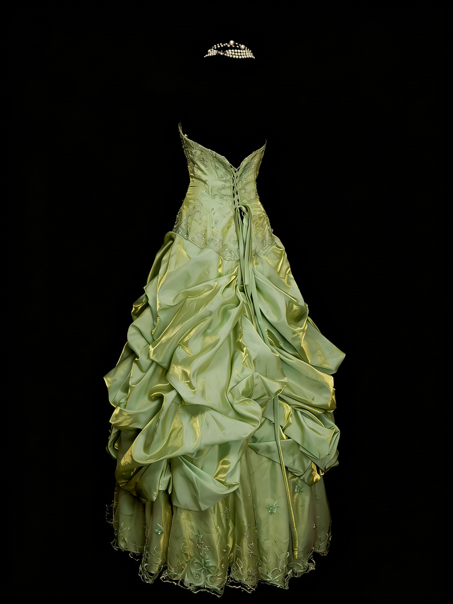 Vintage Night Aesthetic Ball Gown Strapless Sage Green 90s 80s College Formal Outfit Long Prom Graduation Dresses For Teens N1159