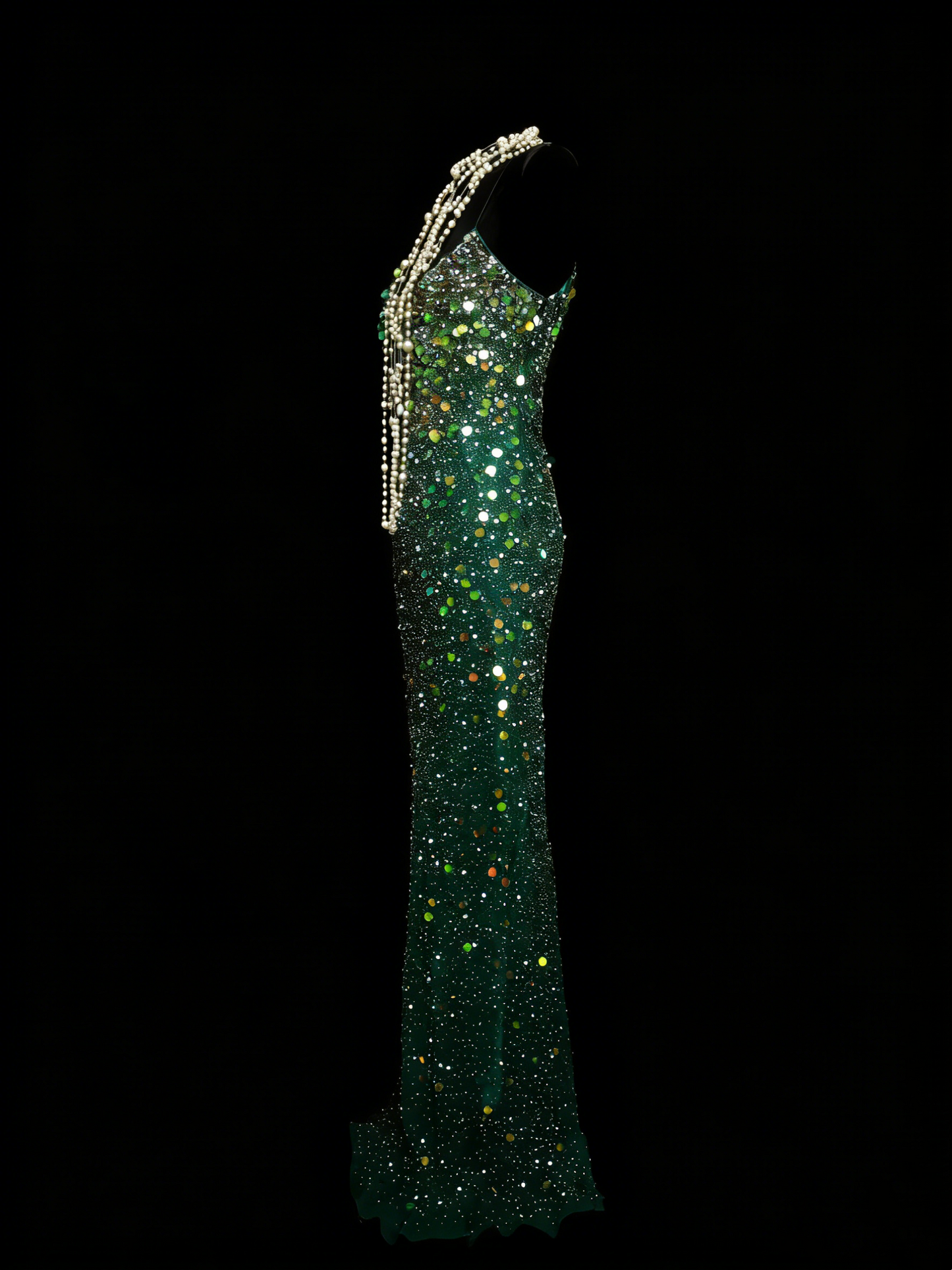 Vintage Mermaid Spaghetti Straps Green Sequin With Beads Bodice College Formal Outfit Long Prom Graduation Dresses For Teens N1305