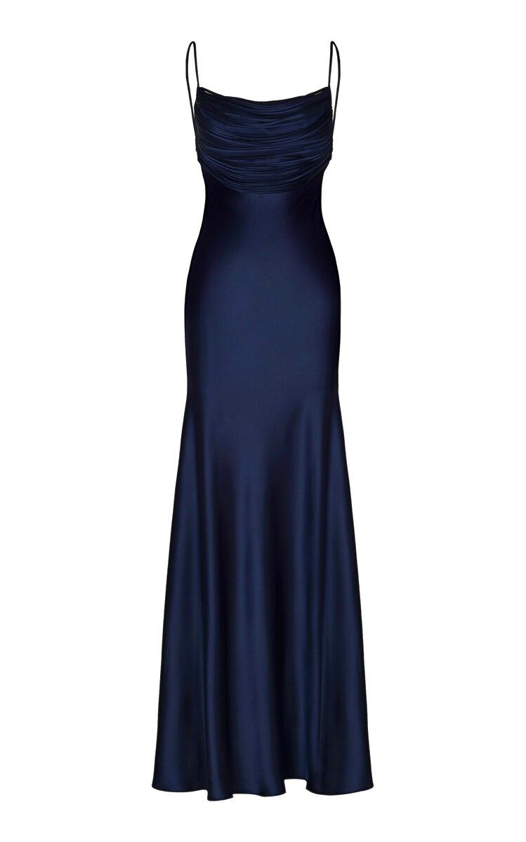 Robe de bal longue bleu marine à bretelles spaghetti et sirène sexy, tenue de soirée pour 21e anniversaire, robe de remise de diplôme RB1199