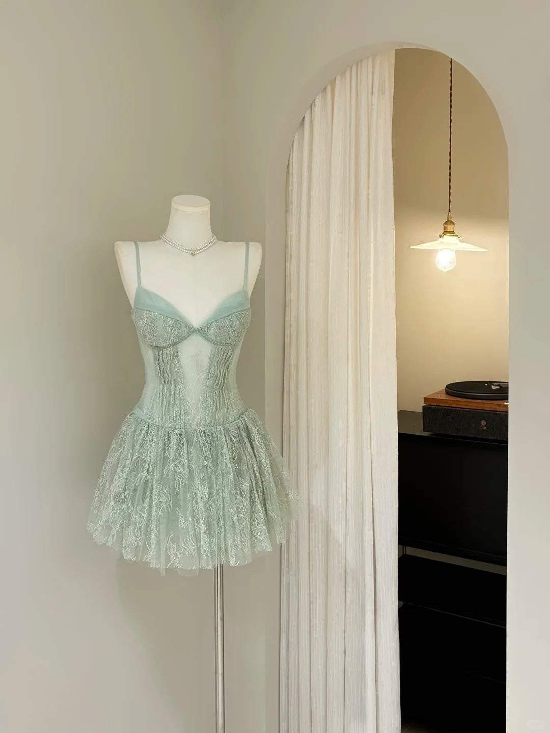Unique A line Spaghetti Strap Sage Green Lace Short Freshman Graduation Dresses Inspo Senior Homecoming Outfits RB4879