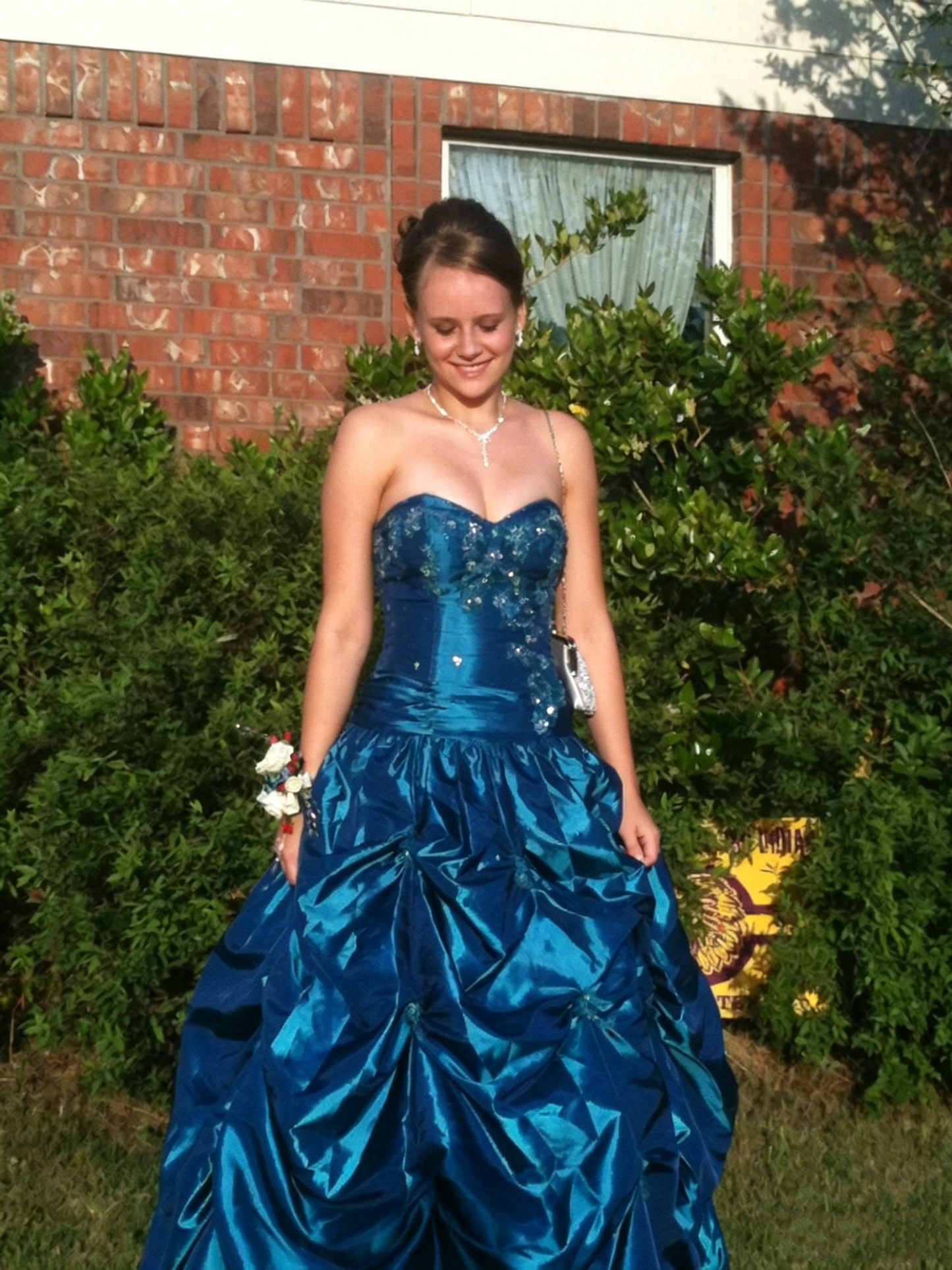 Vintage Ball Gowns Sweethart Navy Blue Organza Long Prom Dresses For Women N4157