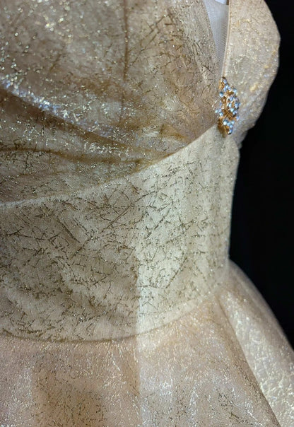 Vintage Abschlussballkleider Ästhetik 80er Jahre Retro Ballkleid Champagner Pailletten Bodenlang Abendgarderobe N2326