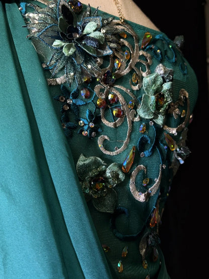 Vintage Prom Dresses Inspo Mermaid V Neck Green Chiffon 90s With Lace Beading For Women Formal Gowns N3313