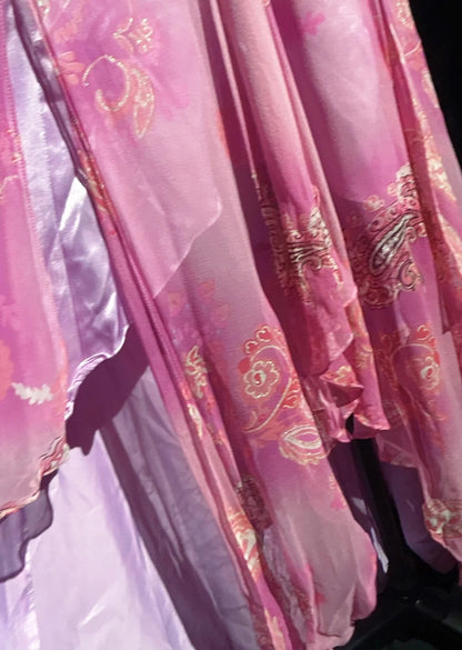 Inspiration robes de bal vintage trapèze asymétrique en mousseline rose avec perles, longue robe de soirée années 80 N2734