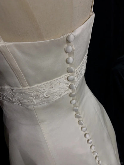 Zeitlose Hochzeitskleider Ballkleid Spaghettiträger Elfenbein mit Perlen Lang Brautkleid N3433
