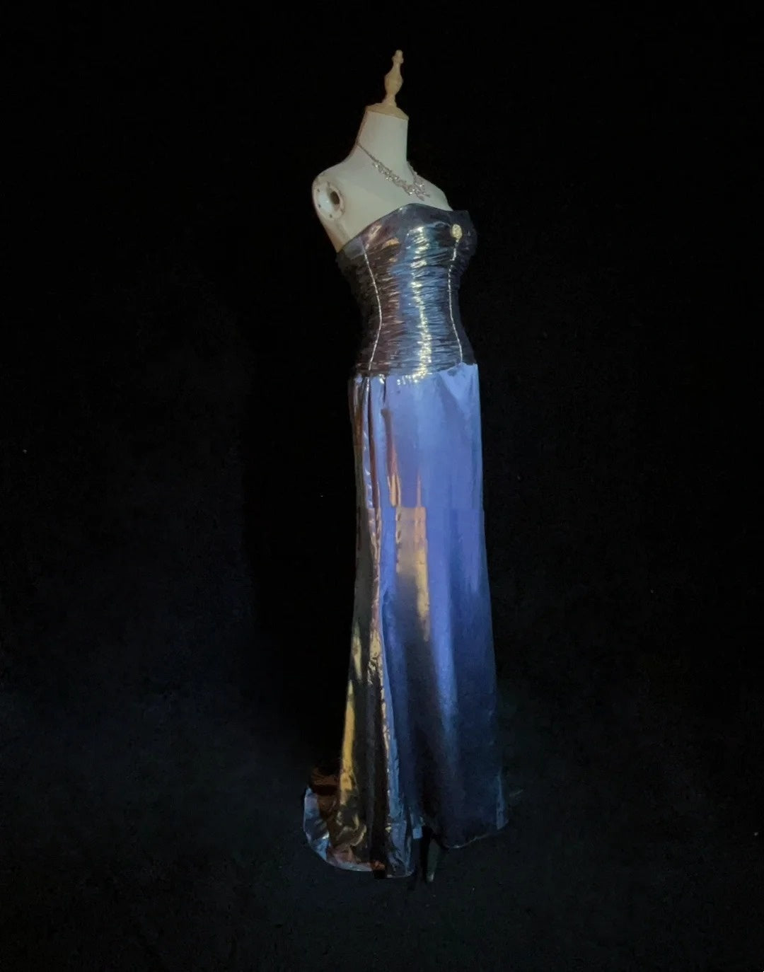 Vintage-Ballkleid Ästhetik A-Linie Marineblau mit Perlen Lange Abendkleid N3025