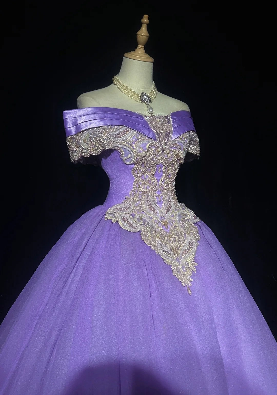 Prinzessin Abschlussballkleider Ballkleid Off-Shoulder Traube mit Perlen Formelle Abendgarderobe N3885