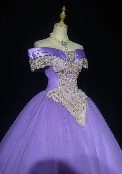 Prinzessin Abschlussballkleider Ballkleid Off-Shoulder Traube mit Perlen Formelle Abendgarderobe N3885