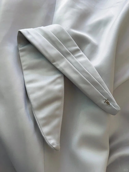 Bescheidene Abschlussballkleider Meerjungfrau One Shoulder Hellblau Satin Mit Spitze Langes formelles Tanzkleid N3000