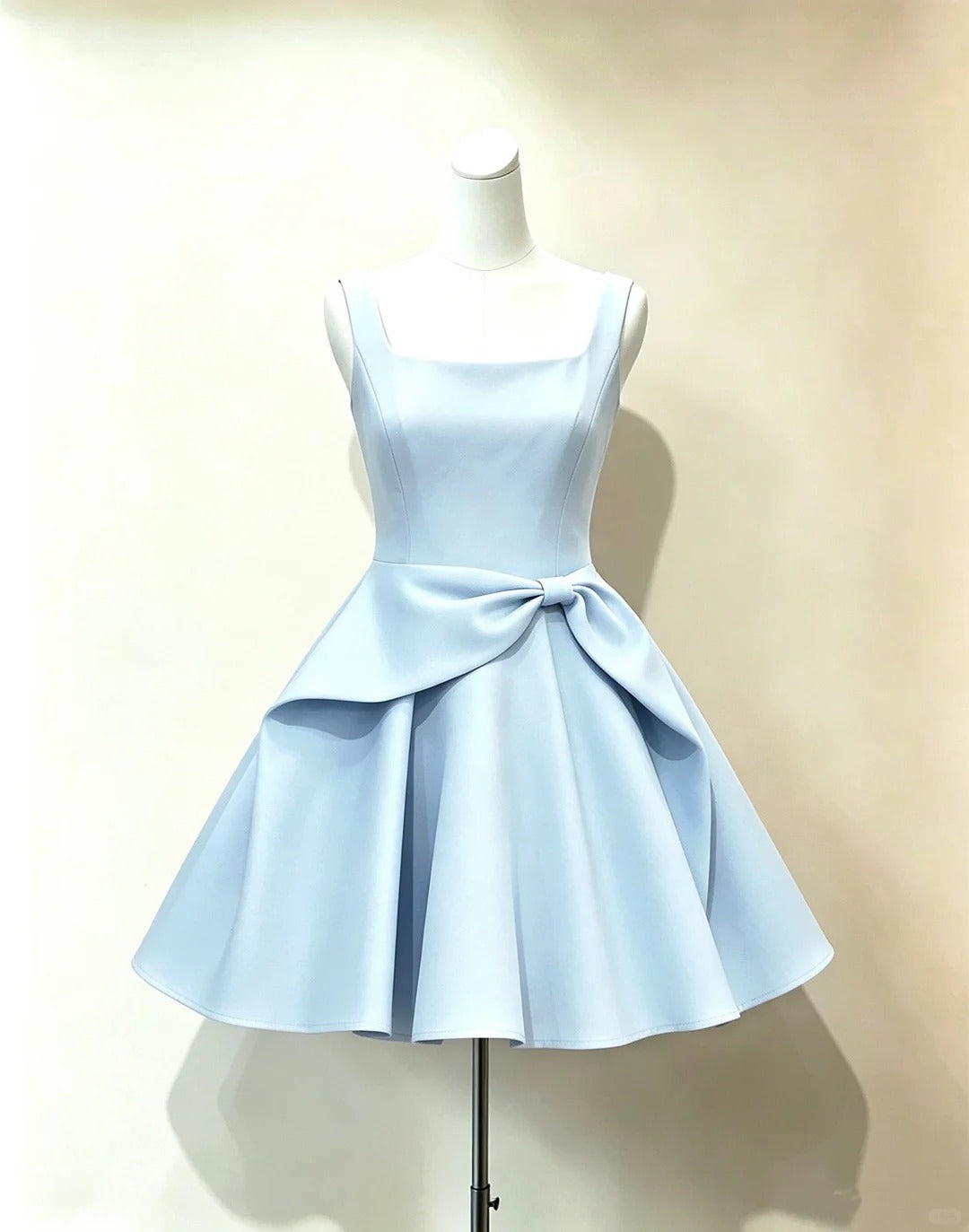 Unique Ball Gown Square Neck Light Sky Blue Satin Freshman Short Graduation Dresses Inspo Senior Homecoming Outfits RB4775