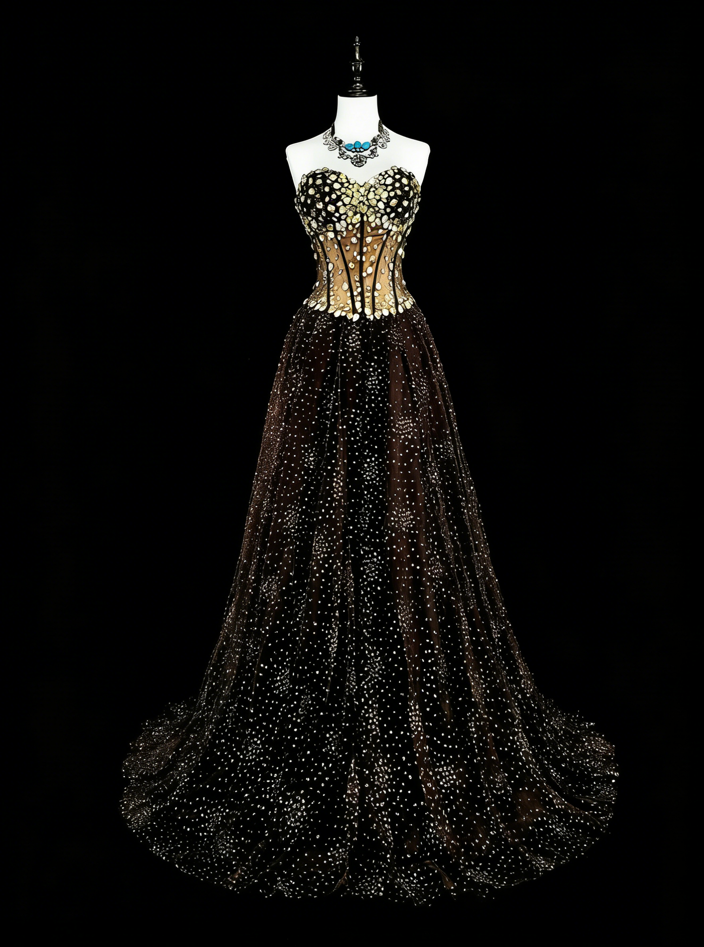 Robe de bal vintage esthétique années 70 rétro bustier en tulle noir longue robe de soirée N2153