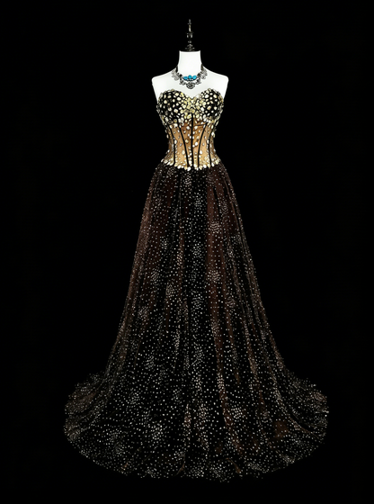 Robe de bal vintage esthétique années 70 rétro bustier en tulle noir longue robe de soirée N2153