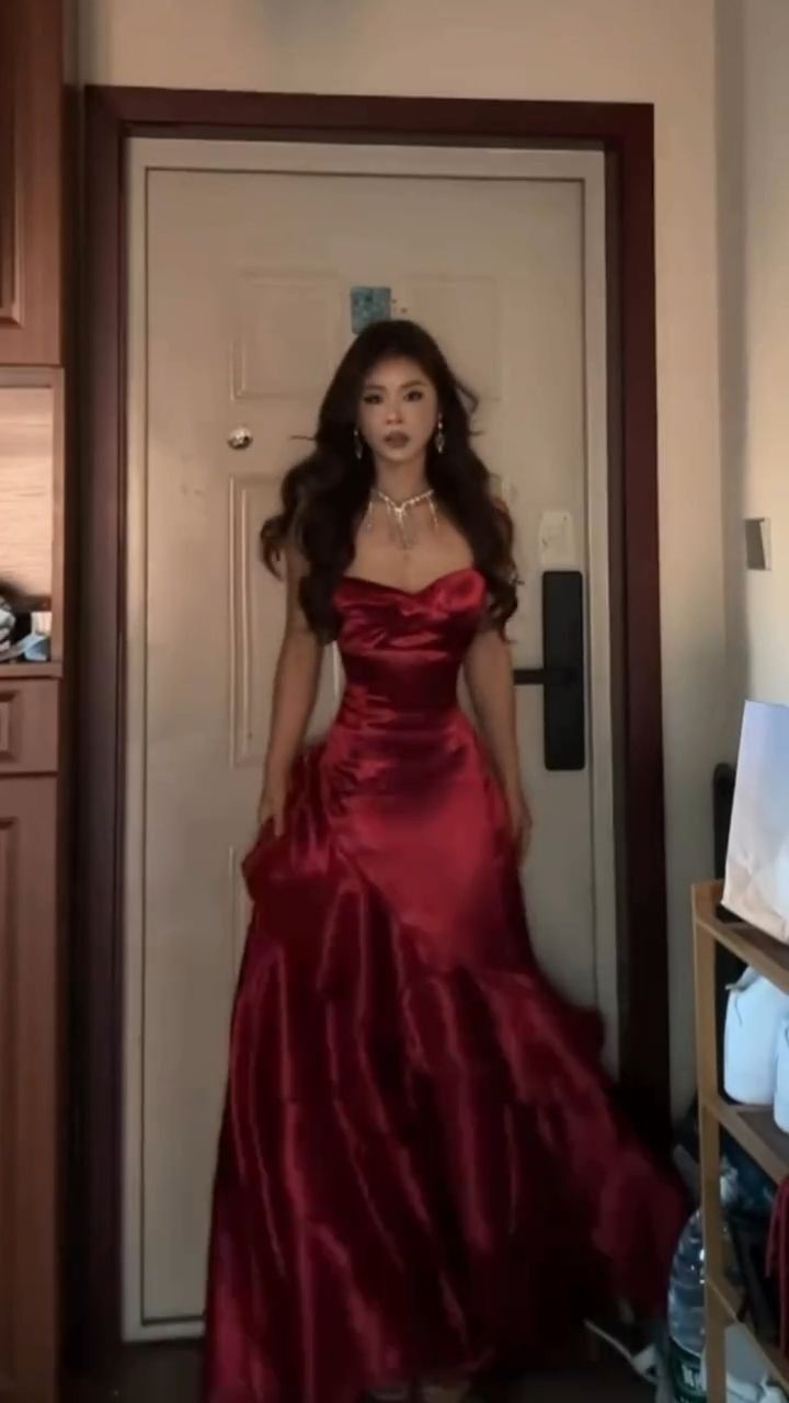 Classy Burgundy Dress Formal Mermaid Prom Outfit Weddings Long Party Dress AB548