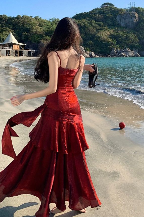 Einfaches burgunderfarbenes Meerjungfrauen-Abendkleid mit Herzausschnitt, burgunderfarbenes Partykleid AB954