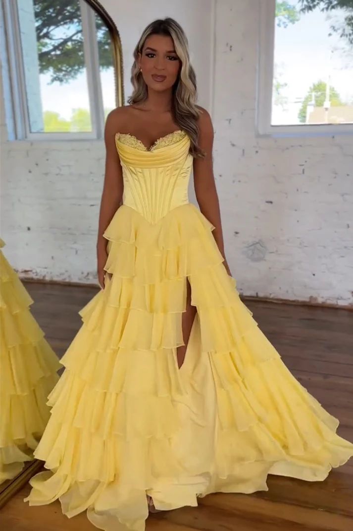Robe de bal élégante en mousseline de soie bleu marine, décolleté en cœur, tenue de soirée pour 20e anniversaire, robe de remise de diplôme RB871