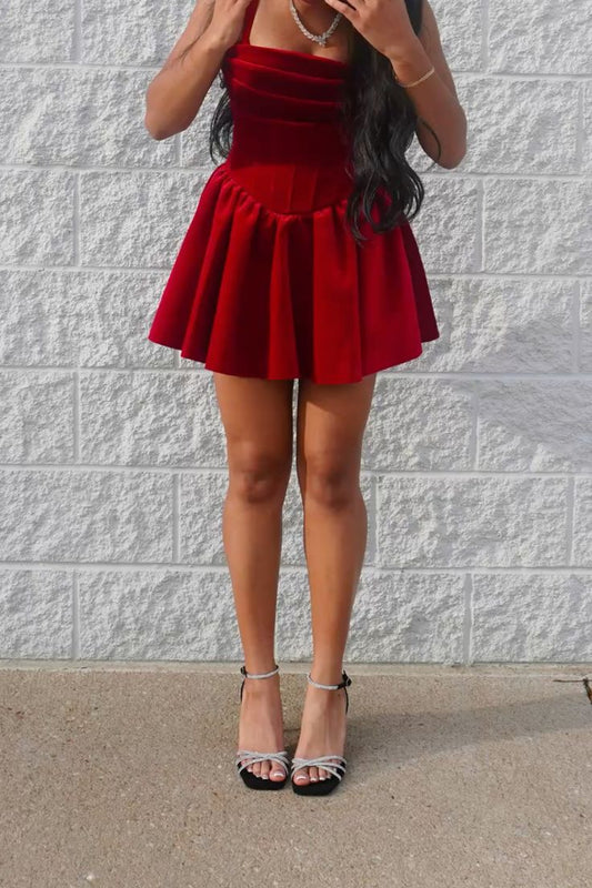 Sexy A Line Square Neck Red For Black Girls Short Inspo Hoco Dress Homecoming Dresses RB4202