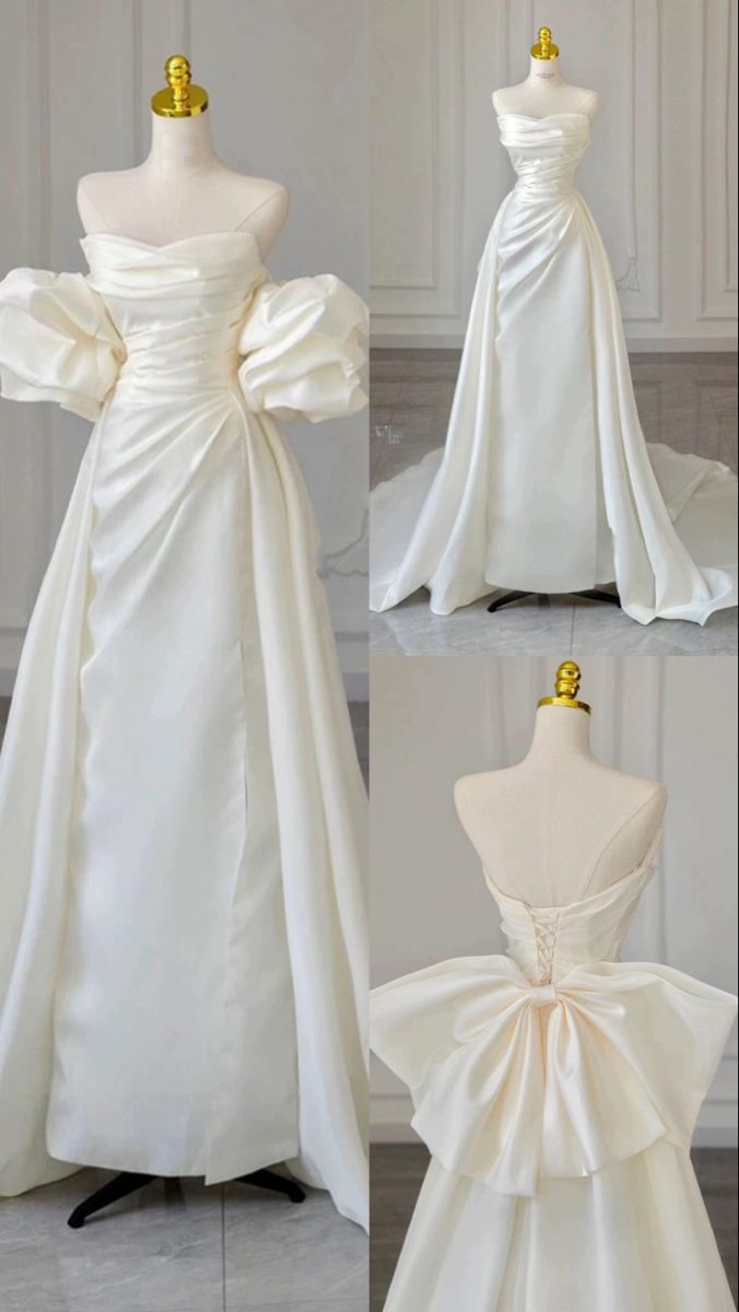 Retro 1960s Wedding Dresses for Bride Mermaid Strapless With Ruched Satin Petite/Plus Size Bridal Gowns Spring Summer Wedding AB1483