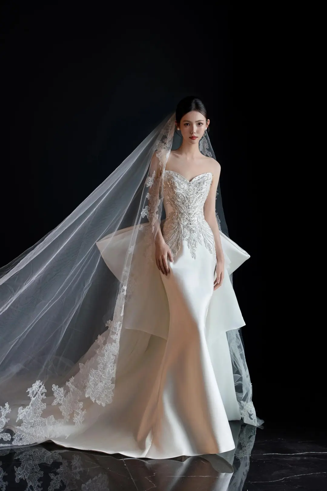 Unique Mermaid White Satin Sweetheart Long Wedding Dress Lace Brides Wedding Dresses A052