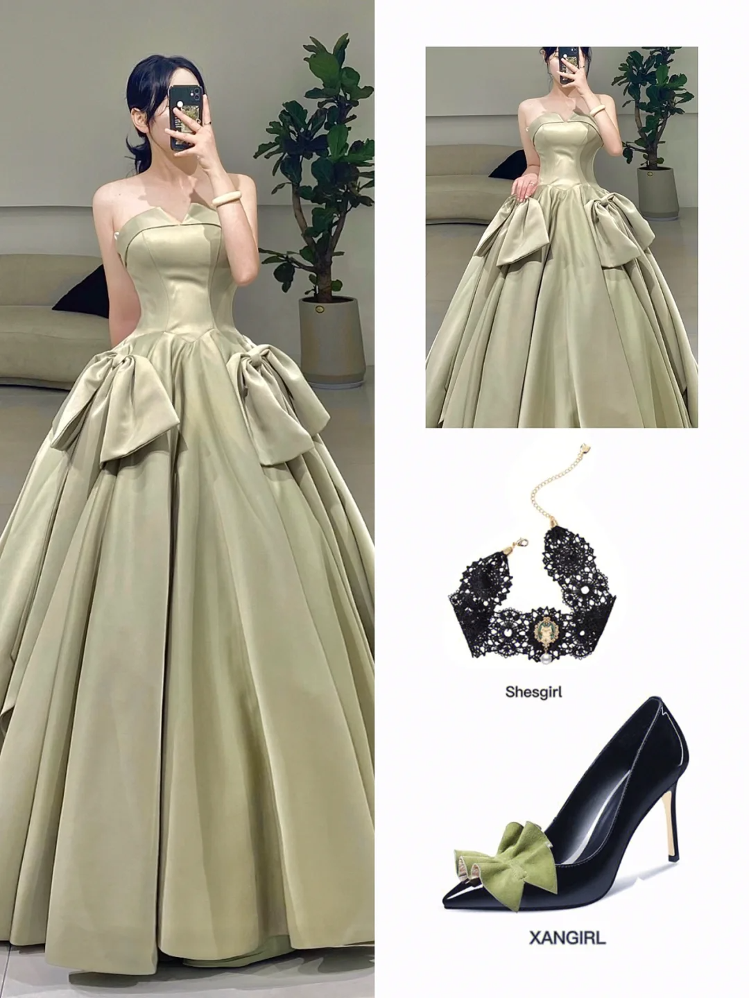 2000s Strapless Ball Gown Long Quinceanera Dress Gorgeous Sage Green Quinceanera Dresses Satin Sweet 15 16 Dress A071