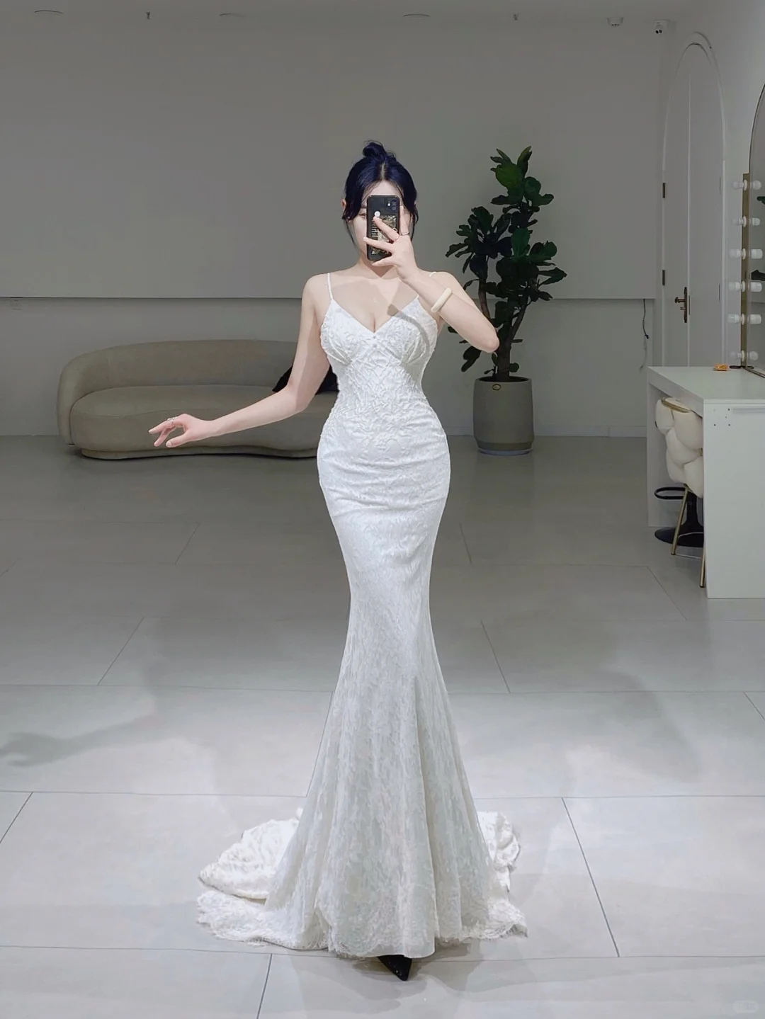 Timeless Mermaid Spaghetti Straps White Lace Long Wedding Dress Beautiful Formal Cute Wedding Dresses A072