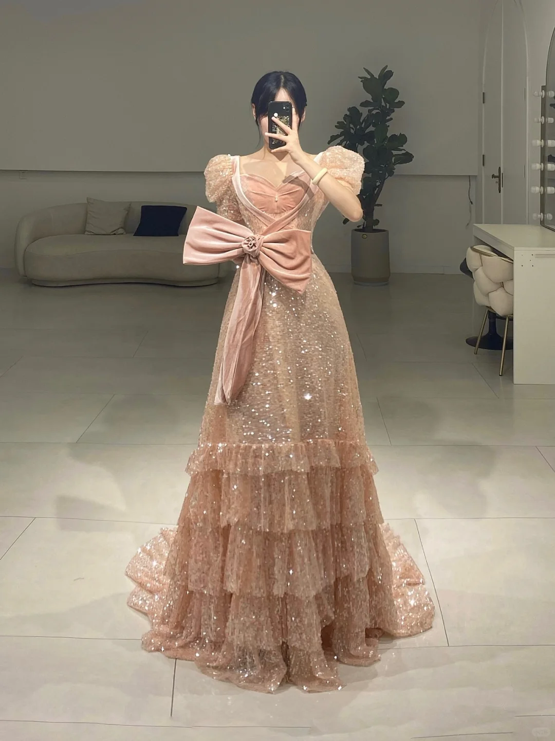 Timeless A Line Sweetheart Short Sleeves Gold Sequin Prom Dress With Bow Inspiration Long Prom Dresses A074