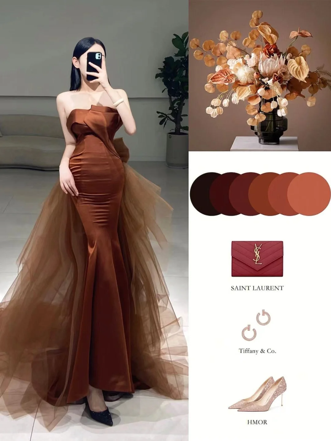 Timeless Mermaid Strapless Brown Satin Prom Dress Inspiration Long Sexy Prom Dresses A079