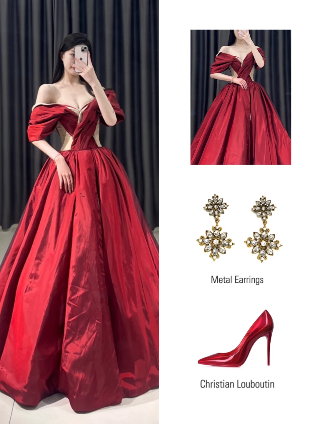 Modest Ball Gown Off The Shoulder Burgundy Taffeta Short Sleeves Floor Length Prom Dress Inspiration Long Prom Dresses A097