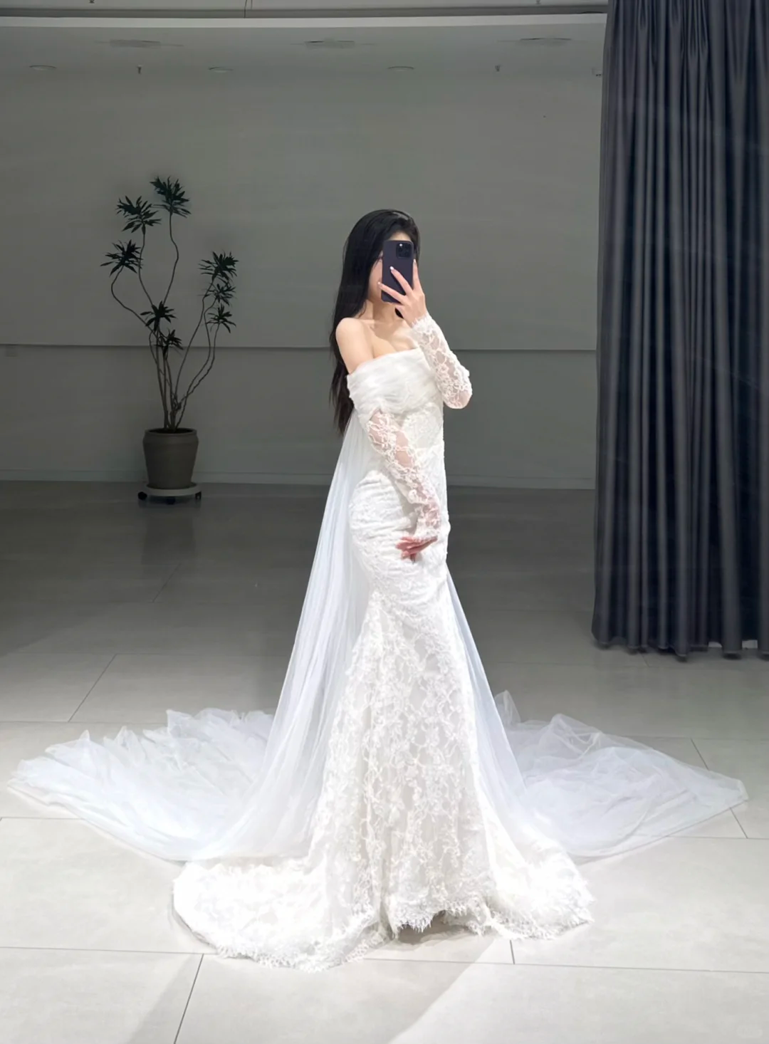 Timeless Mermaid Off The Shoulder White Lace Long Sleeves Wedding Dress Beautiful Formal Cute Wedding Dresses A103