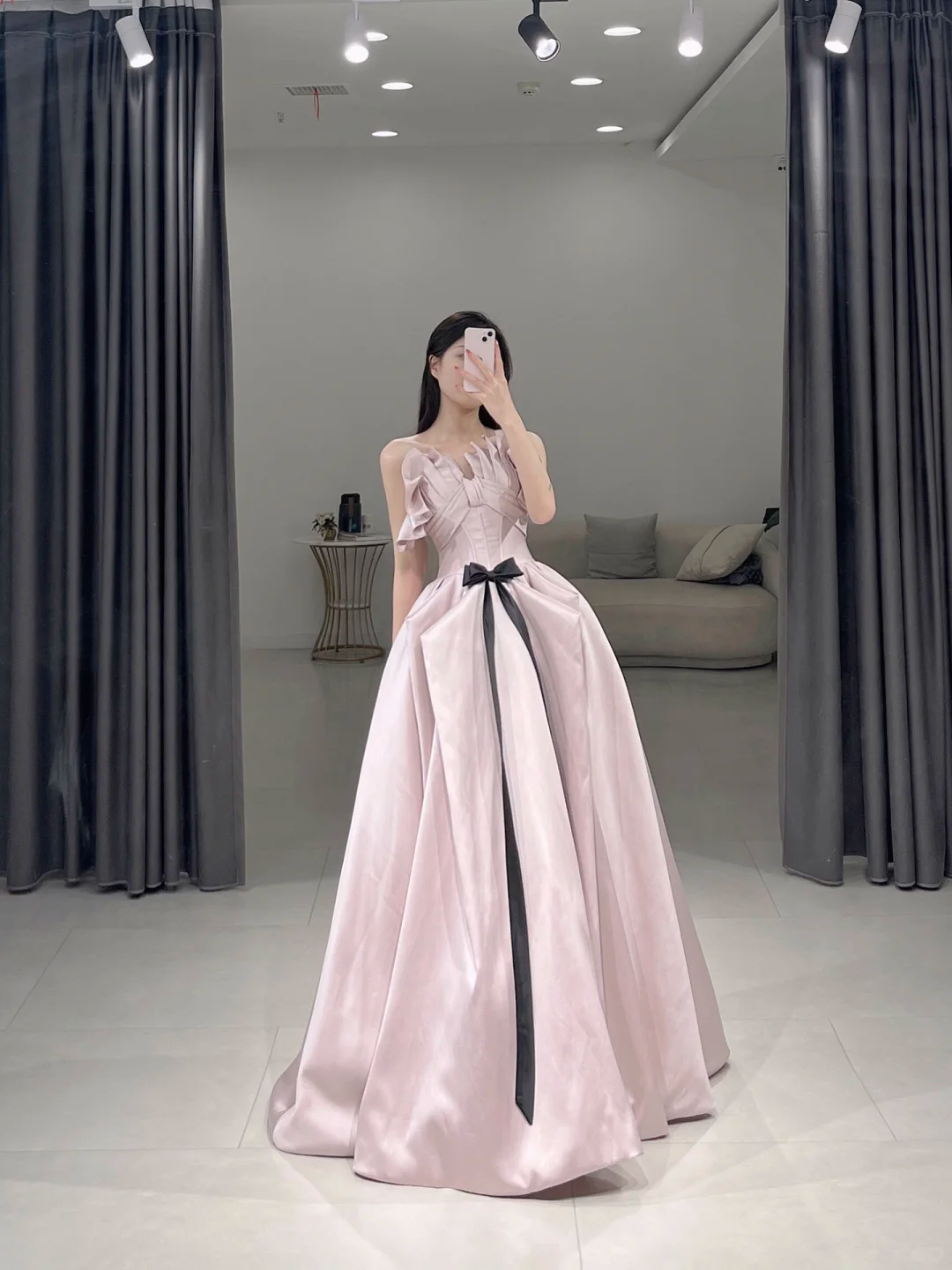 Elegant A Line Strapless Pink Satin Floor Length Prom Dress Inspiration Long Prom Dresses A108
