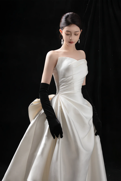 Elegant Mermaid Sweetheart Satin White Long Wedding Dress Beautiful Formal Cute Wedding Dresses A122
