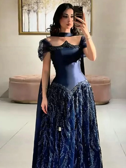 Maßgeschneidertes langes Paillettenkleid für besondere Anlässe, luxuriöses Ballkleid, Sharon Happy Abendkleid A1049