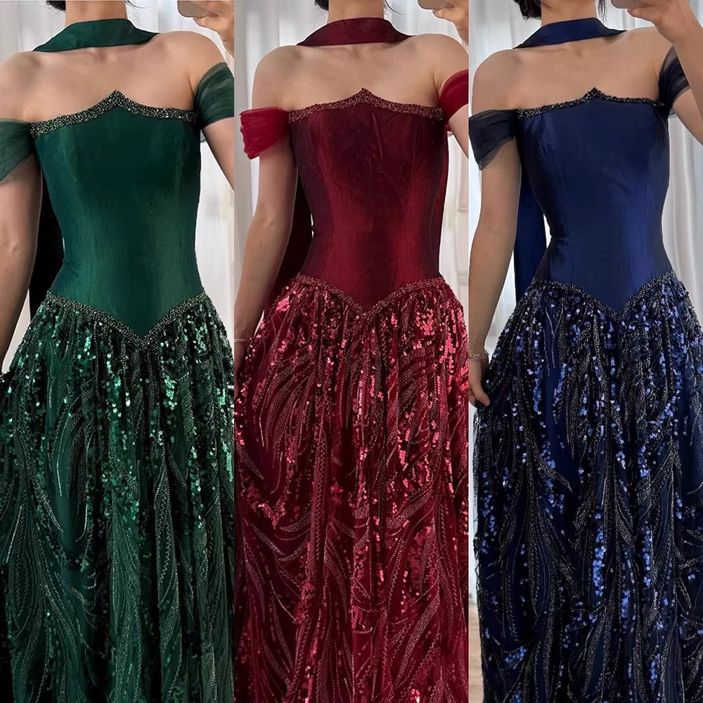 Maßgeschneidertes langes Paillettenkleid für besondere Anlässe, luxuriöses Ballkleid, Sharon Happy Abendkleid A1049