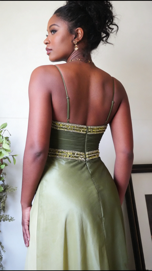 Vintage Meerjungfrauenkleid mit Spaghettiträgern aus grünem Chiffon im Ombré-Stil für Damen, langes formelles Ballkleid, Abendkleid zum 18. Geburtstag AB1303