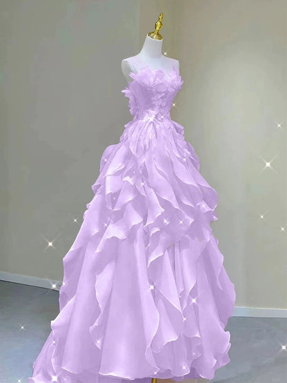 Pink princess evening dress, fairy party dress, girl’s birthday flower dress, Sweet 16 Prom Dresses AB137