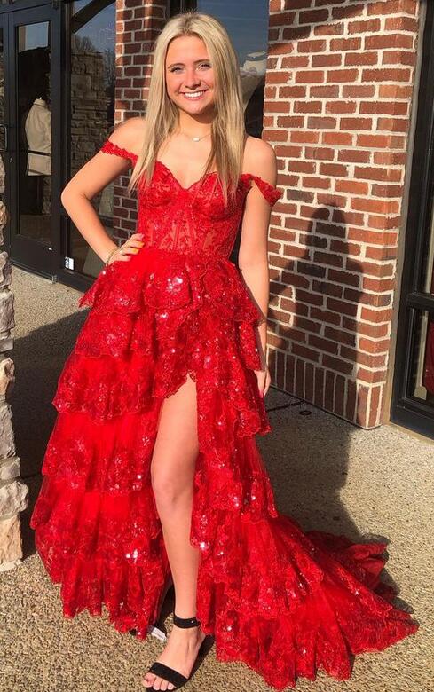 Modest Ball Gown Straps Navy Blue Lace Prom Dresses Long for Women Ruffle Formal Evening Gown AB161