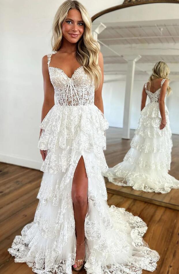 Modest Ball Gown Straps Navy Blue Lace Prom Dresses Long for Women Ruffle Formal Evening Gown AB161