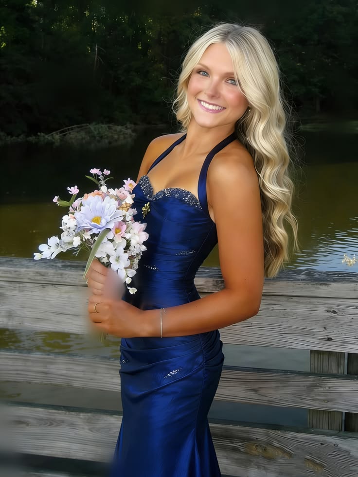 Royal Blue Mermaid Long Prom Dress Beaded Vintage Evening Dress AB1822