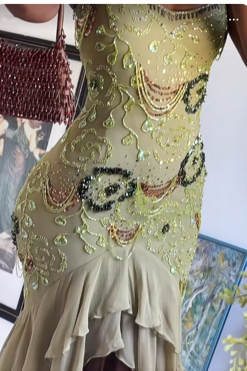 Sexy Ballkleid mit hohem/tiefem Saum, Spaghettiträgern, salbeigrünem Chiffon mit Perlen, halbformelles Abschlussballkleid für Teenager und Gymnasien AB1951