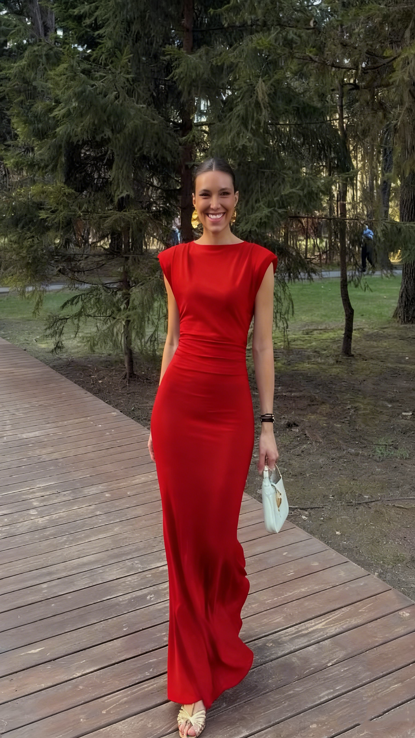 Elegantes, burgunderrotes Meerjungfrauenkleid mit U-Boot-Ausschnitt, langen Ärmeln und festlicher Abendgarderobe, ideal für Dinnerpartys und festliche Anlässe (AB2026)