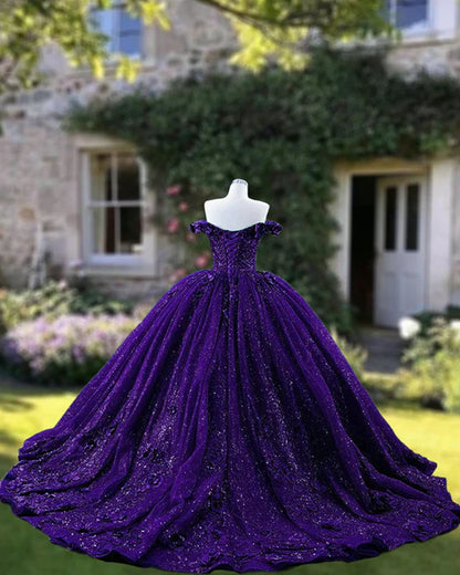 Elegantes Ballkleid mit schulterfreiem traubenfarbenem Paillettenbesatz, langes formelles Abendkleid für Abschlussball, Dinnerparty und andere festliche Anlässe für Teenager-Mädchen AB2160