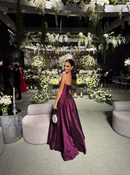 Robe de bal modeste sans bretelles en satin violet, robe de soirée taille basse AB2182