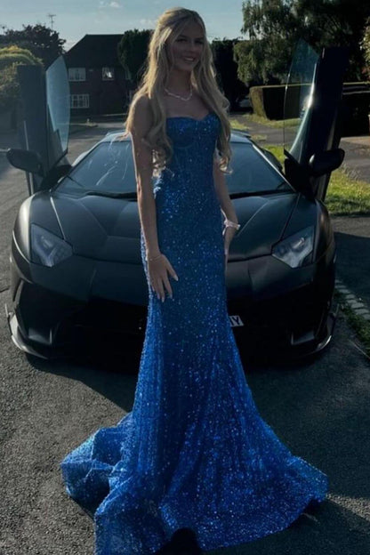 Robe de bal sexy années 50, sirène, bretelles spaghetti, sequins bleu ciel clair, robe de soirée longue AB2183