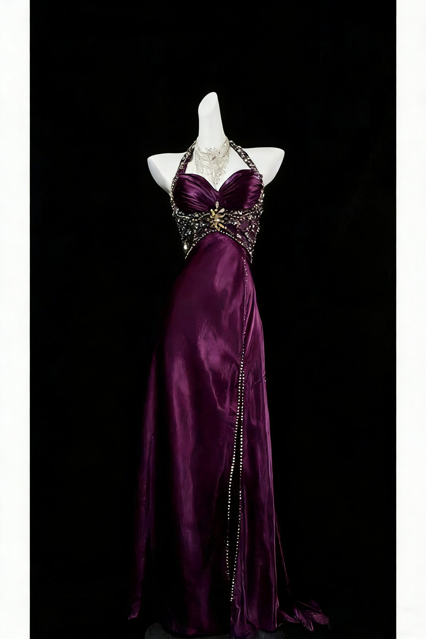 Luxury Mermaid Navy Blue Beaded Slit Evening Dress Formal Prom Dress For Party Gown AB328