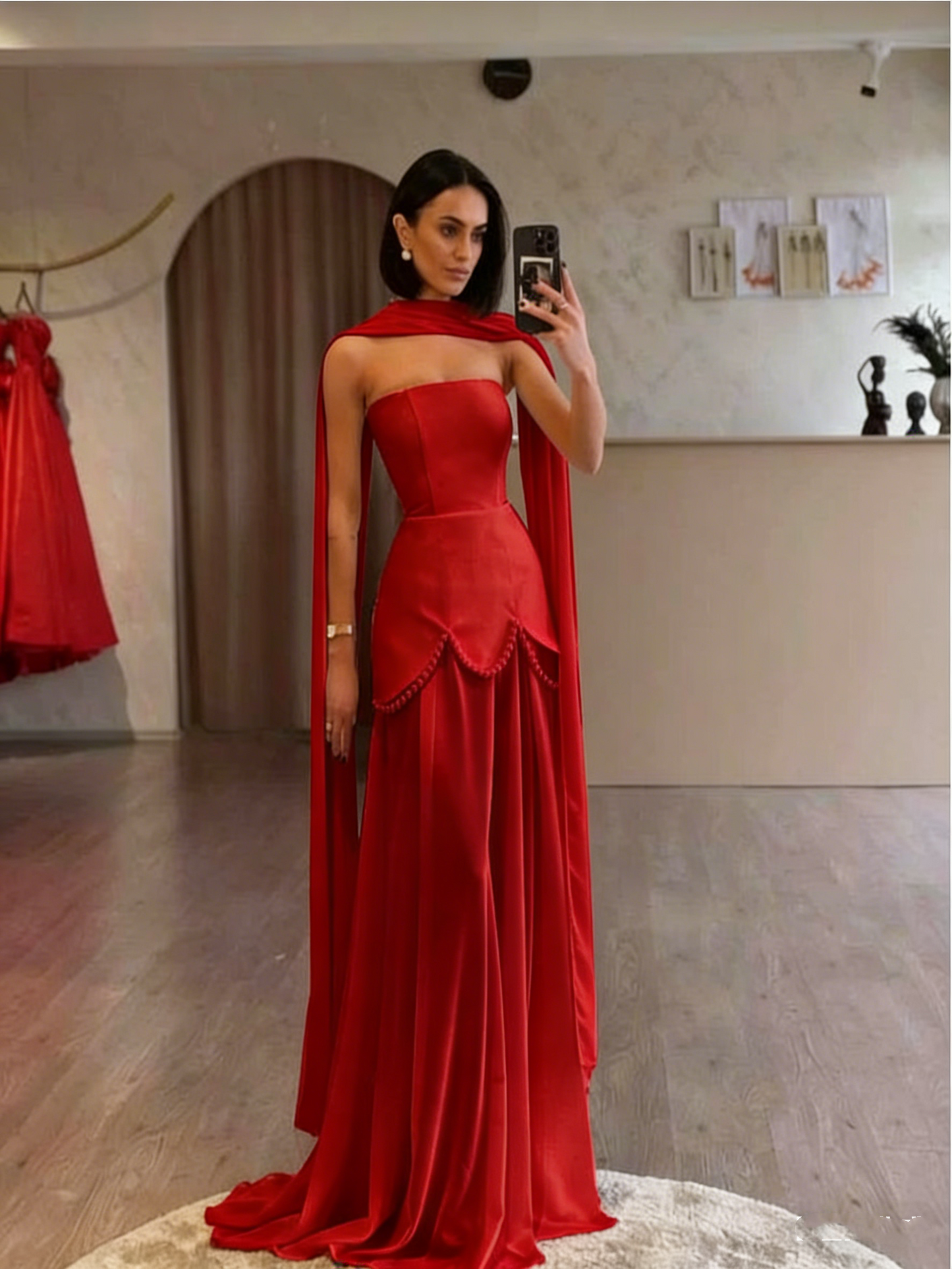 Attractive Yellow Prom Dresses Sheath Evening Gowns With Pearls Satin Formal Party Gowns AB400