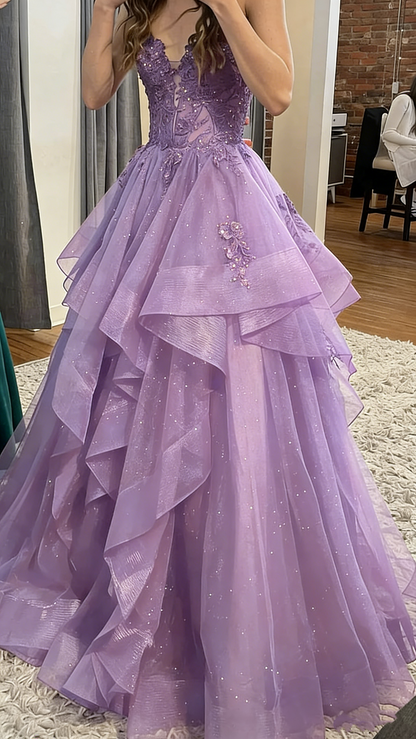 Chic Ball Gown Spaghetti Straps Burgundy Tulle Lace Long Prom Dress Evening Formal Gowns AB463