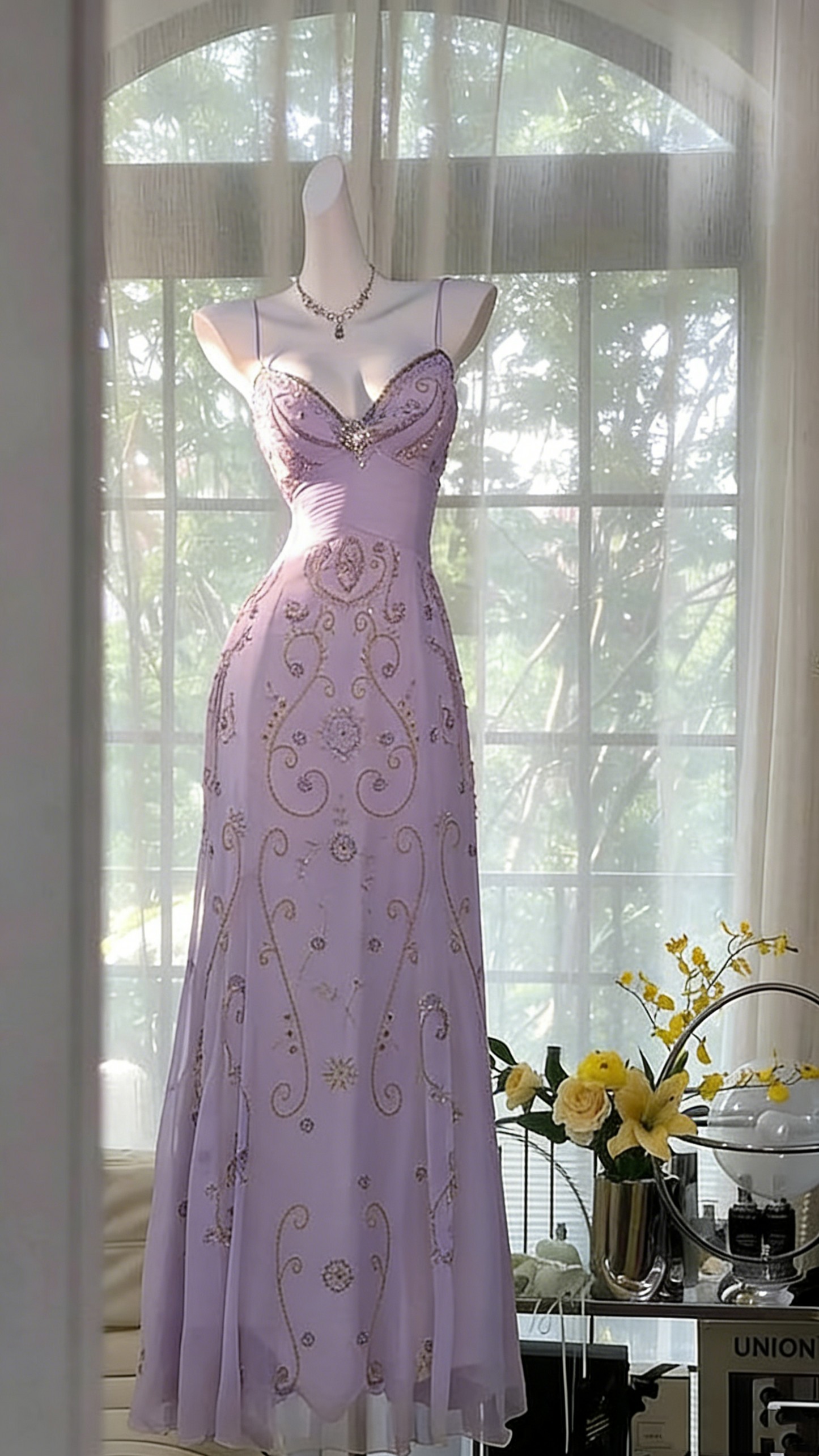 Robe de bal jaune unique, longue, dos nu perlée, tenue de bal Vestidos De Dia AB517