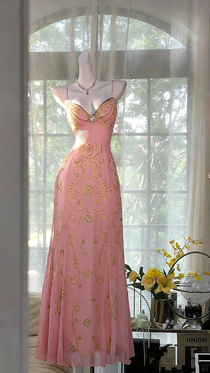 Robe de bal jaune unique, longue, dos nu perlée, tenue de bal Vestidos De Dia AB517