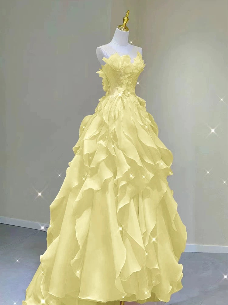 Robe de soirée rose de princesse, robe de fête féerique, robe fleurie d'anniversaire pour fille - Robes de soirée formelles AB518